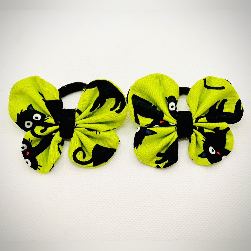 Halloween Black Cat butterfly hair ties